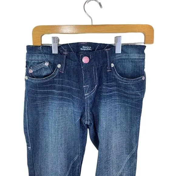 Rock & Republic Winger Jeans Women’s Winqu Flare Dark Wash Size 26 Blue - Picture 2 of 11